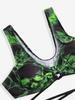 Rosegal Gothic Skulls Lightning Ombre Graphic Print Crisscross Strappy High Cut Bikini Set