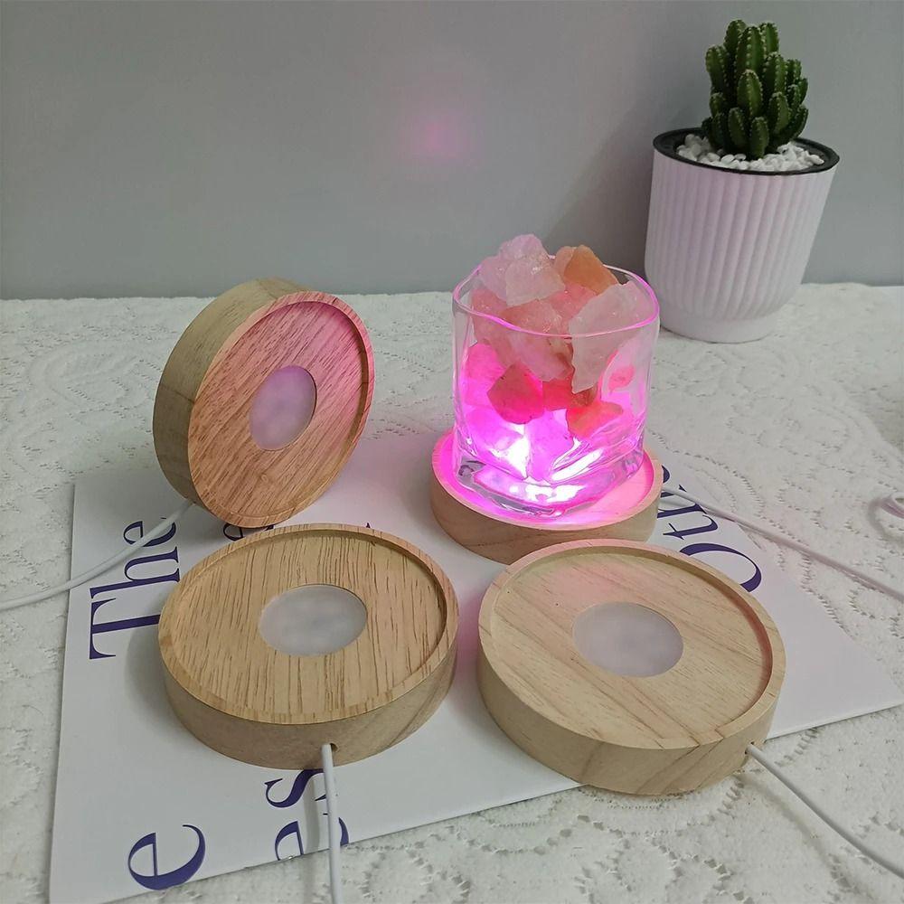 

Round Art Display Holder USB LED Light Dispaly Base Ornament Stand Night Lamp Base offices