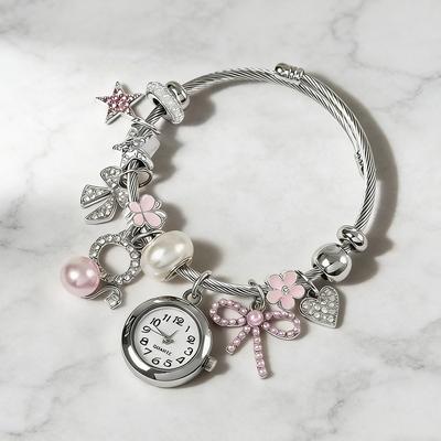 Pink White Black Kitten Pendant Watch Bracelet Fashion Simple Delicate Jewelry