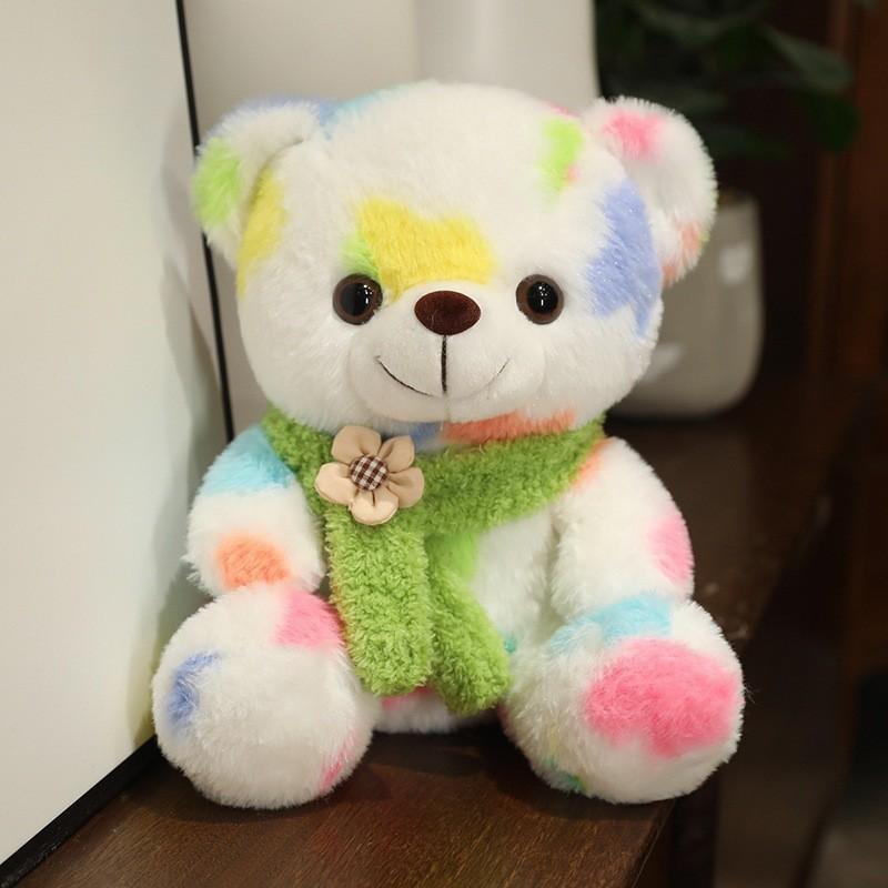 Cute Plush Teddy Bear Toy With Tie-dye Scarf For Kids Gift Wholesale