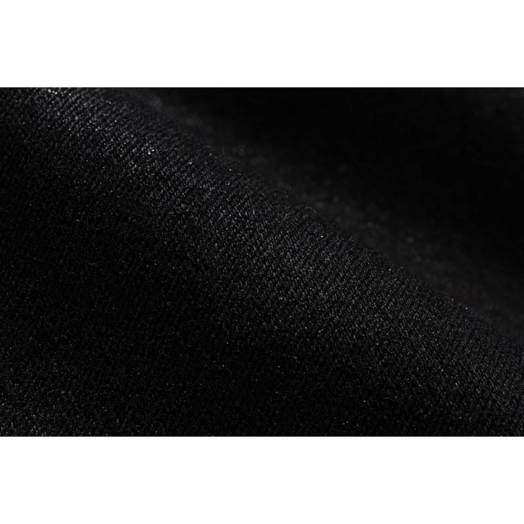 RogueWave Streetwear Schwarz Kleebeschichtete Bootcut für Männer und Frauen Gerade Baggy Lässige Schlaghose Übergröße Locker Denimhose