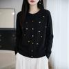 Womens Lightweight Wool Blend Knit Cardigan Sweater Loose Fit Round Neck Colorblock Heart Button Front Fall Winter 2026
