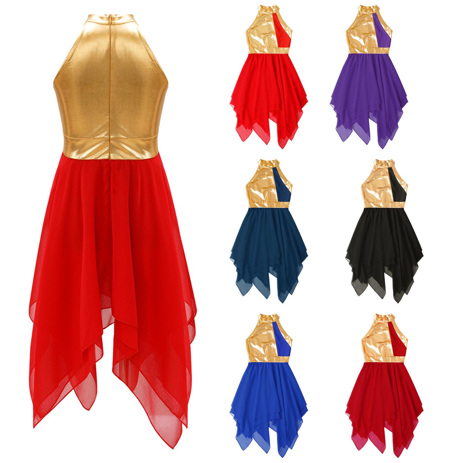 

Асиметричний ліричний сучасний танцювальний костюм без рукавів для дівчаток без рукавів 5-6 Years червоний