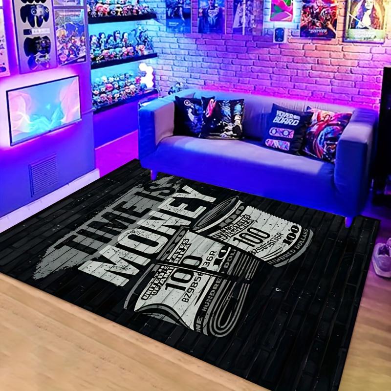 TIME IS MONEY Pop Art Area Rug, $100 Bill Non-Slip Machine Washable Floor Mat for Living Room Bedroom Office Home Decor