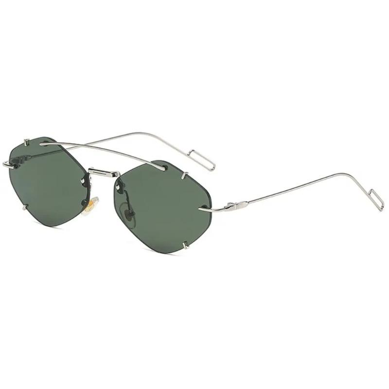 Vintage Hexagon Sunglasses Retro Rimless Sun Glasses Trendy 2000s Shades Fashion Y2K Accessories UV400 Protection Eyewear
