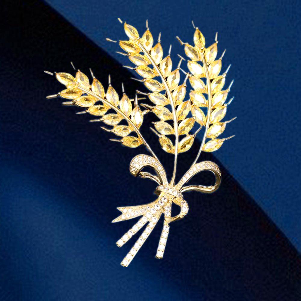 

High-End Luxurious Zircon Wheat Brooch: Versatile Women s Fashion Accessory