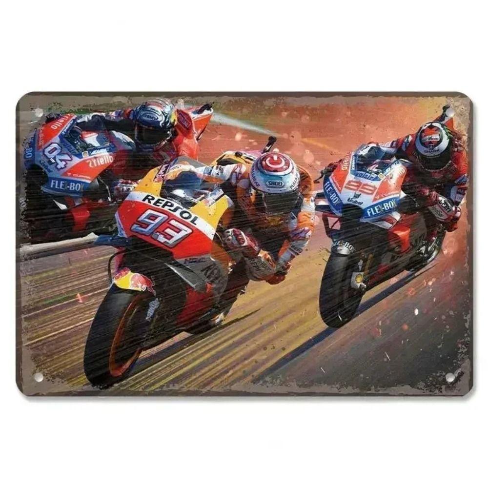 Placca in Latta Vintage Moto, Decorazione Garage Officina Dacha 20x30cm