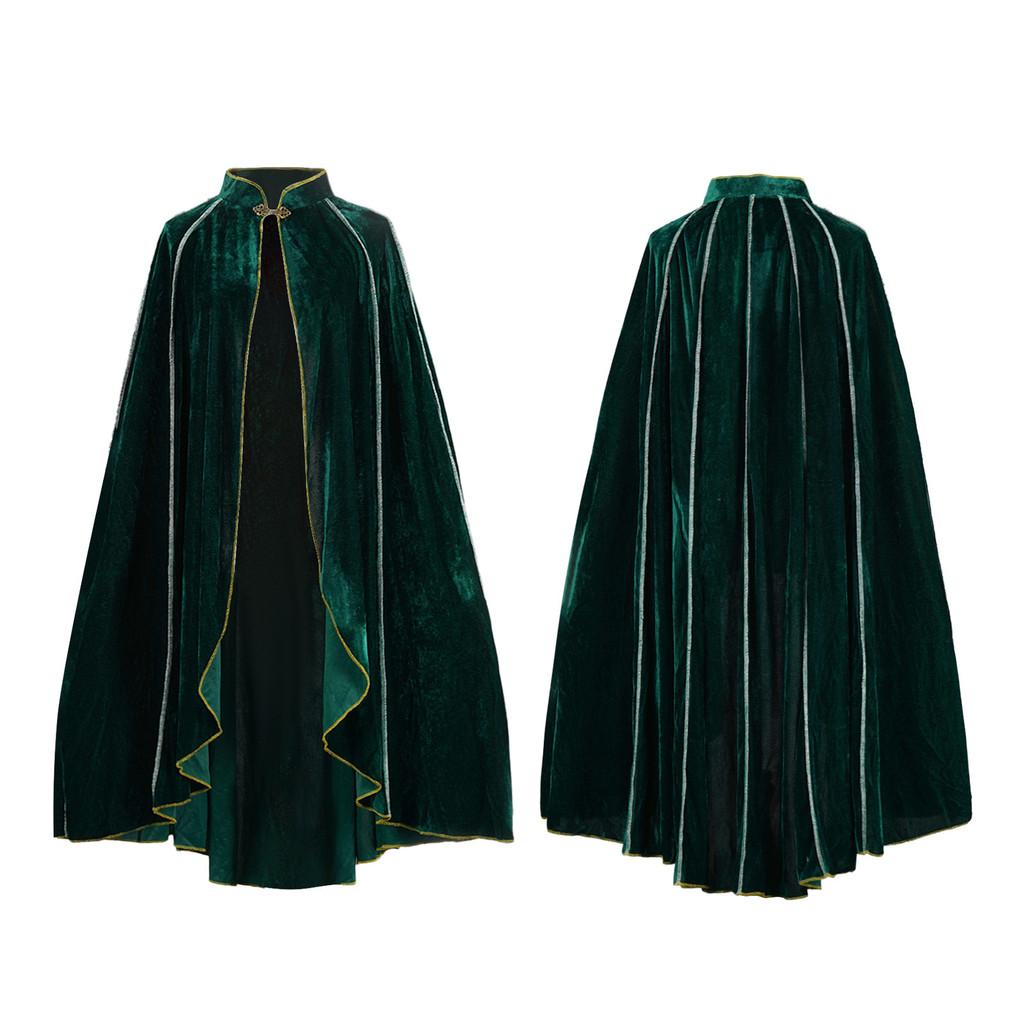 Medieval Plush Cloak With Gold Trim For Cosplay And Anime Role Playing
