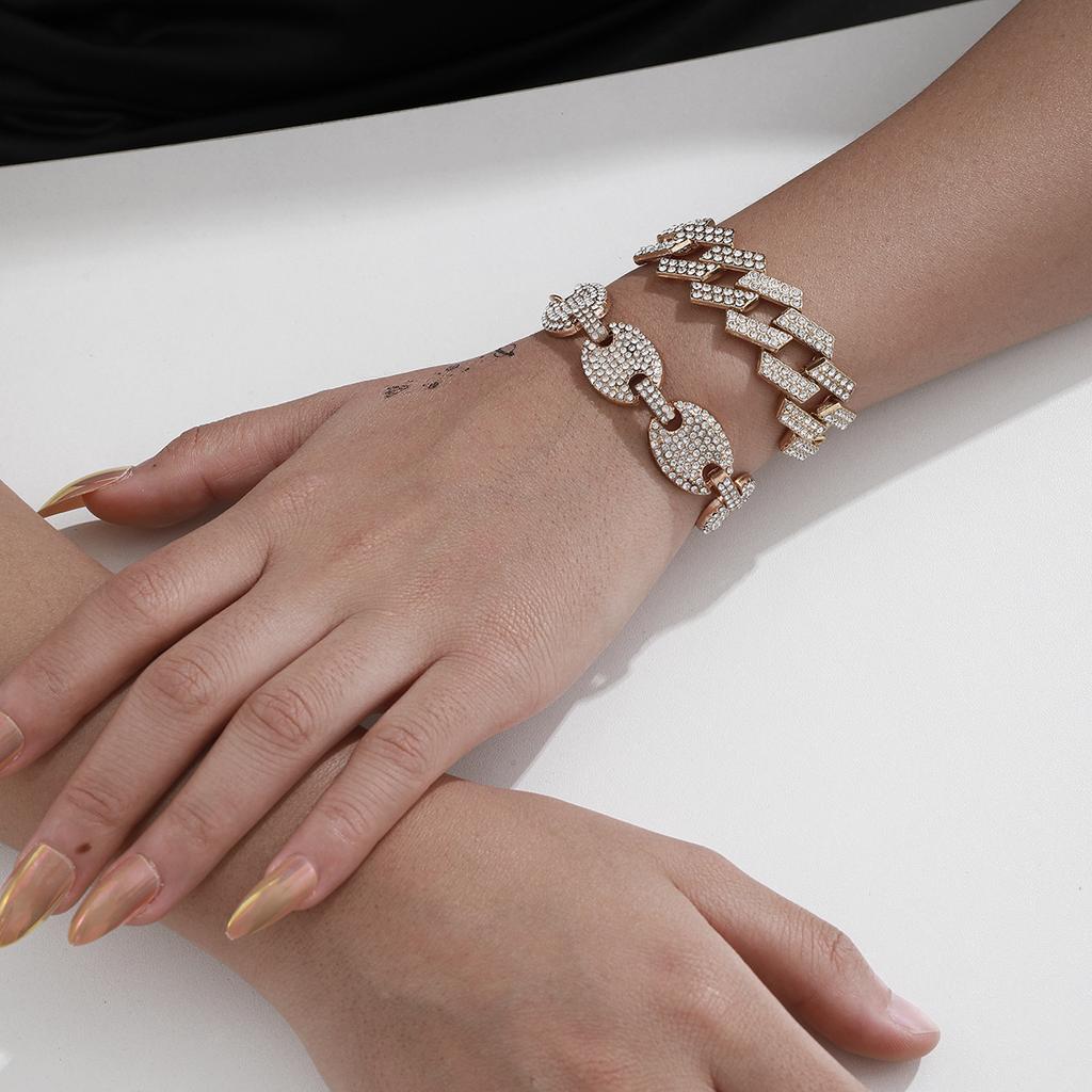 Stylish And Simple Double-Layer Alloy Bracelet For Women, Light Luxury Micro-Inlaid Rhinestone Temperament Versatile Jewelry