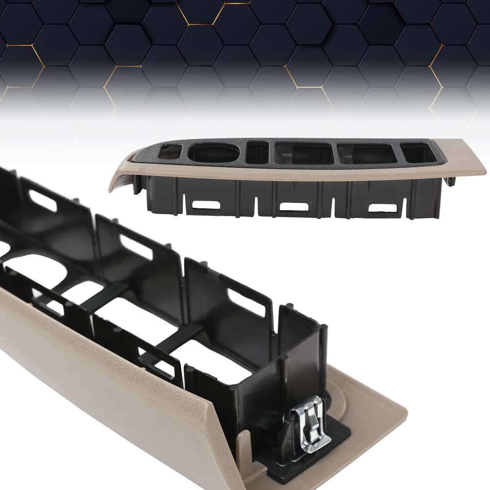 PIT66 Front Window Switch Trim Bezel Set Compatible with 2003-2007 Chevy Silverado/GMC Sierra 1500 2500 3500 (4 Door Models) Tan