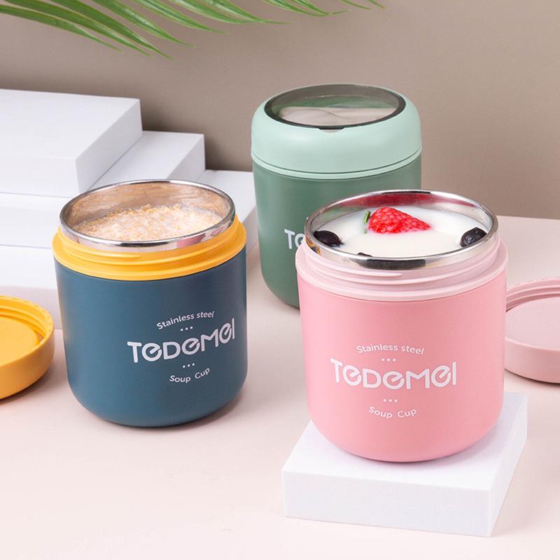 Creative Stainless Steel Insulated Soup and Cereal Cup - Portable Mini Meal Replacement Pot for Office Workers