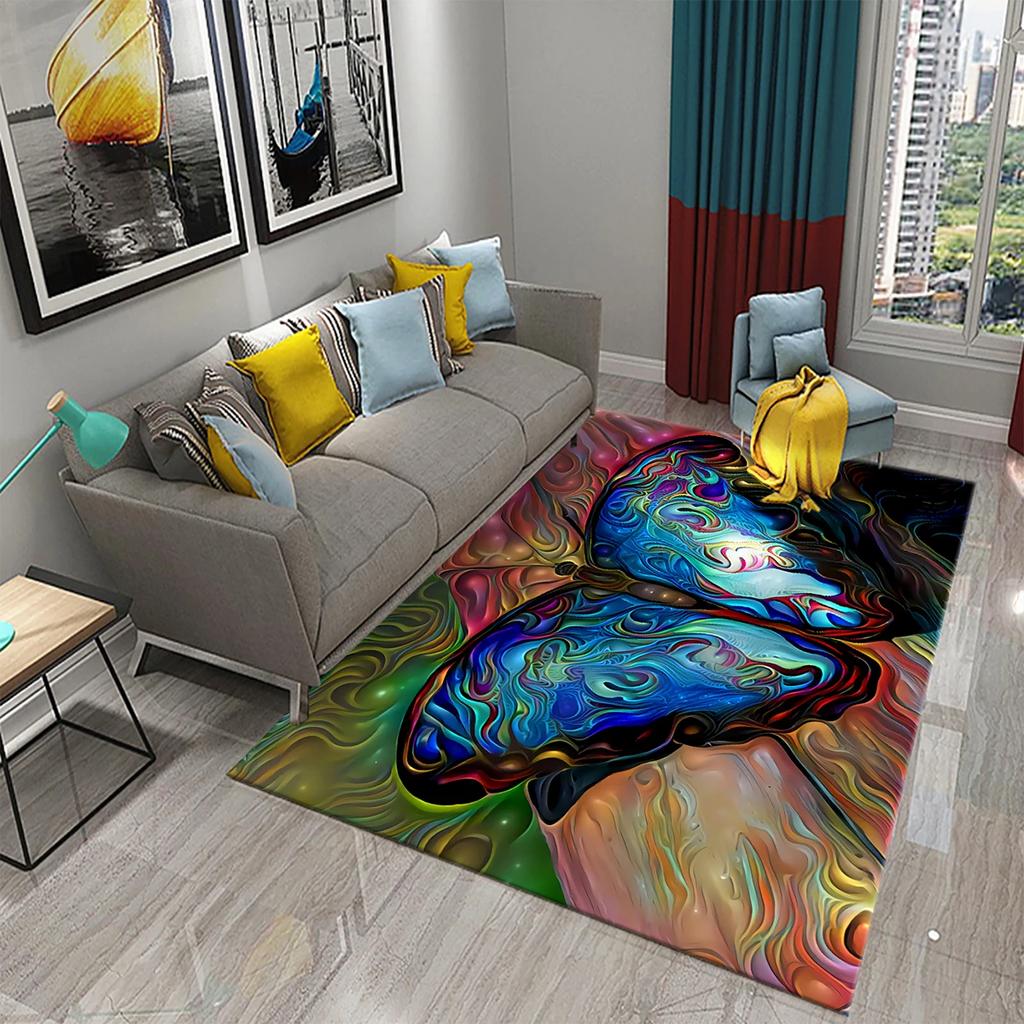 3D Colorful Oil Painting Butterfly Carpet Entrance Door Carpet Bedroom Decor Living Room Floor Mats Bathroom Non-slip Area Rugs