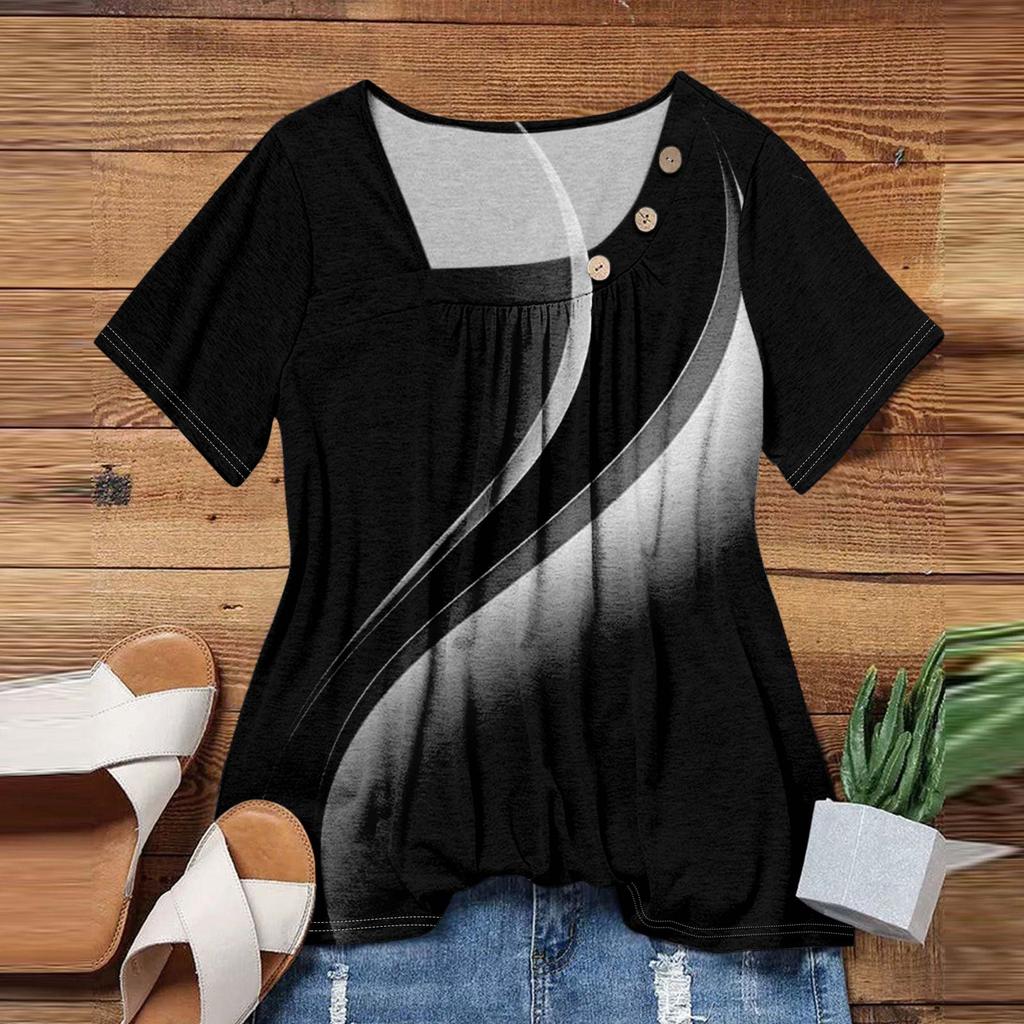 Tops de verano para mujer, estampados para mujer, cuello redondo, manga corta, cómodos, camisetas para mujer