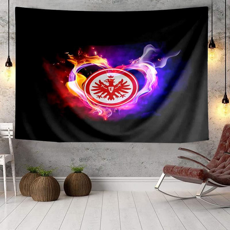 Flaming Heart Frankfurt Emblem Tapestry, Unique Design Tapestry, Wall Decor for Bedroom,Livingroom, Playroom,Heartwarming Fan Holiday Gifts