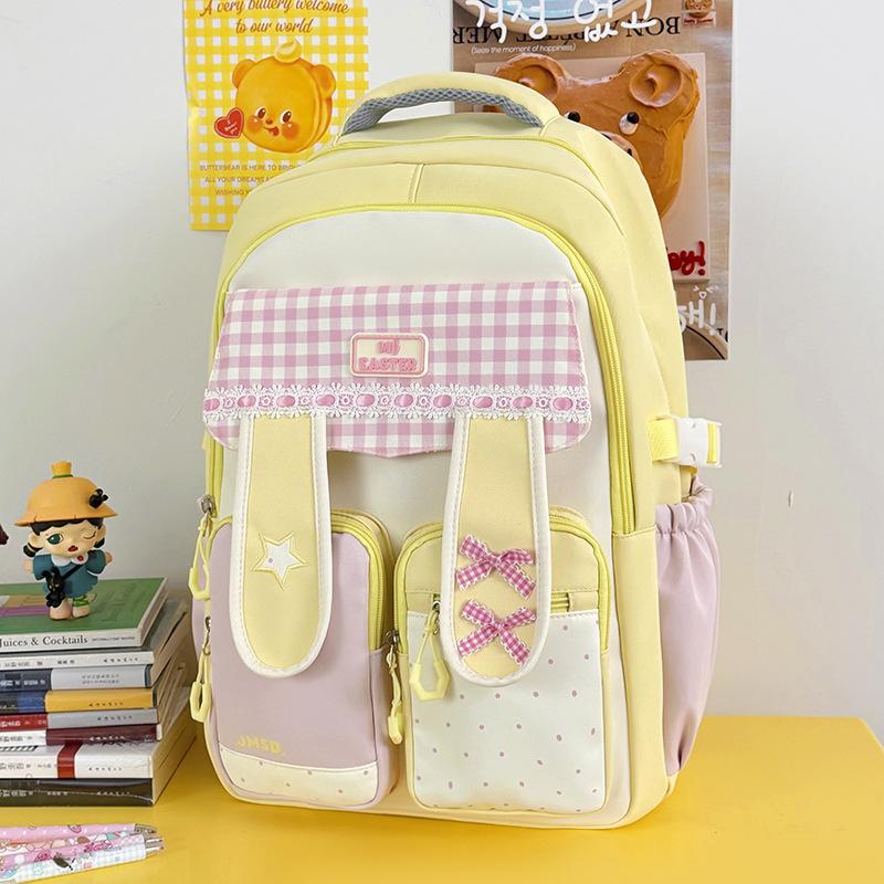 Schoolbag High Value Bow Rabbit Ear Design Student Dopamine Sweet Girl Heart Large Capacity Campus Backpack