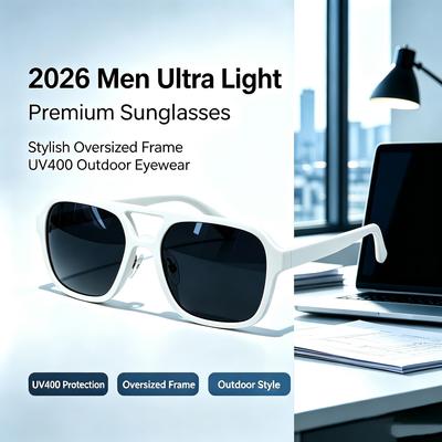 New Square Double Beam Pilot Sunglasses, Personalized Trendy Multi-color Shades for Driving Cycling Tourism Street Photography Outdoor Eyewear