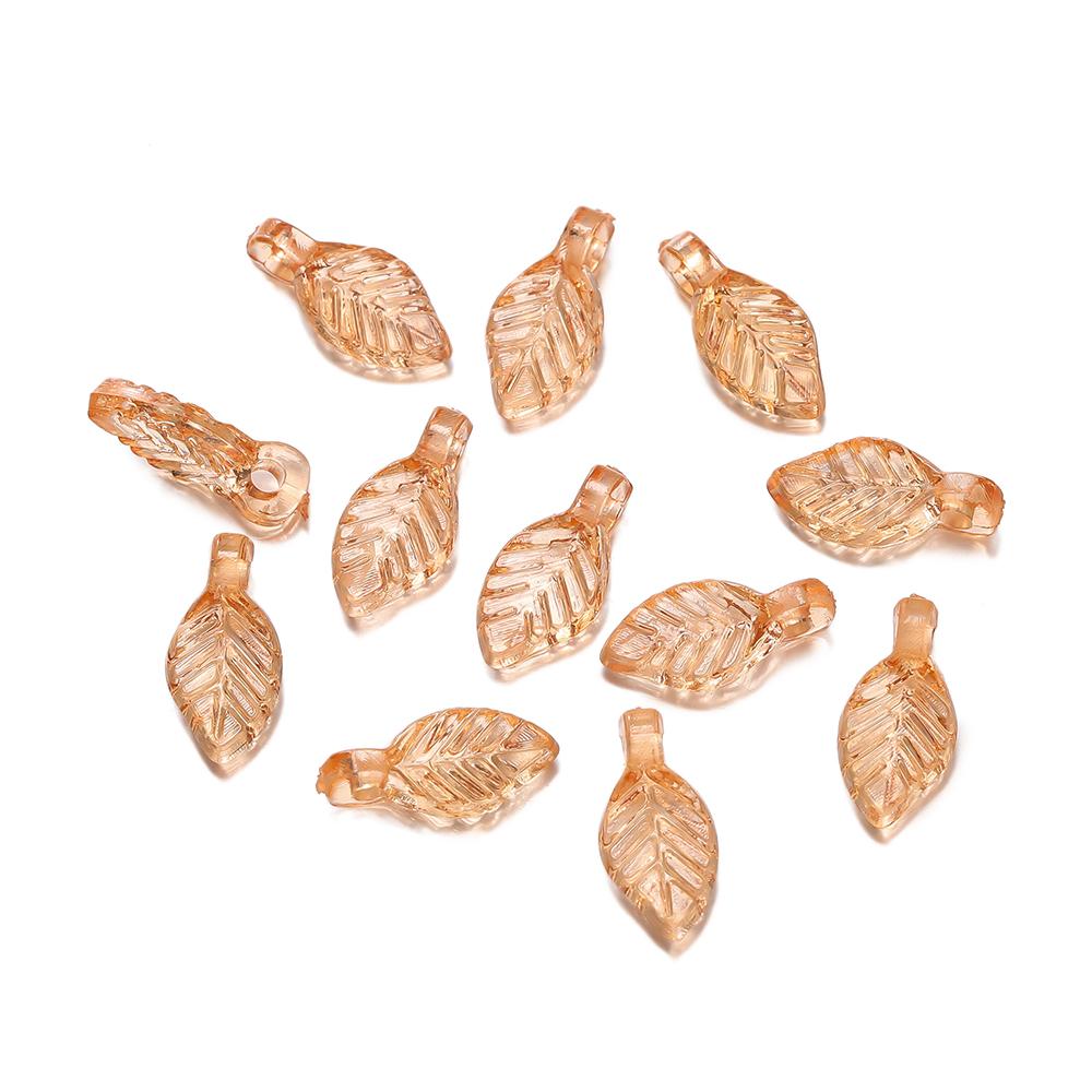 100pcs Acrylic Leaf Shaped Charms Colored Leaves Spacer Beads for DIY Necklaces Bracelets Crafts Charms Jewelry Making Supplies