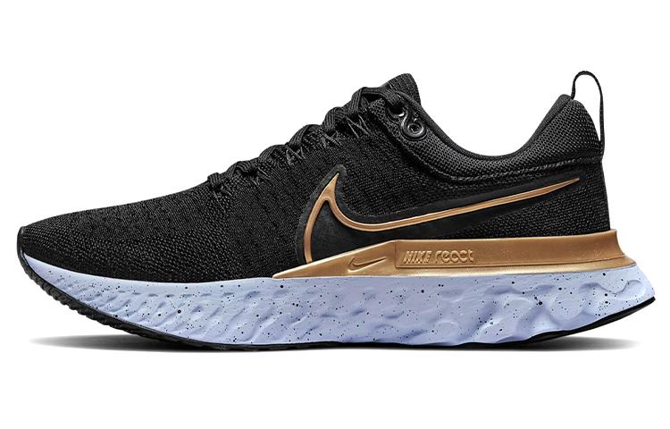 Nike React Infinity Run Flyknit 2 Black Metallic Gold Women s CT2423-009 35.5