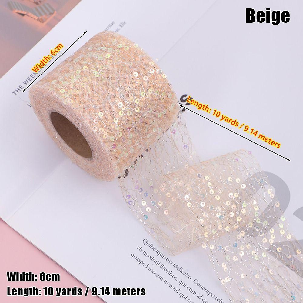 1Roll Party Decoration Sequin Ribbon Roll Seersucker Embroidery Organza Headdress Bow Material Coloful 10Yards 6cm