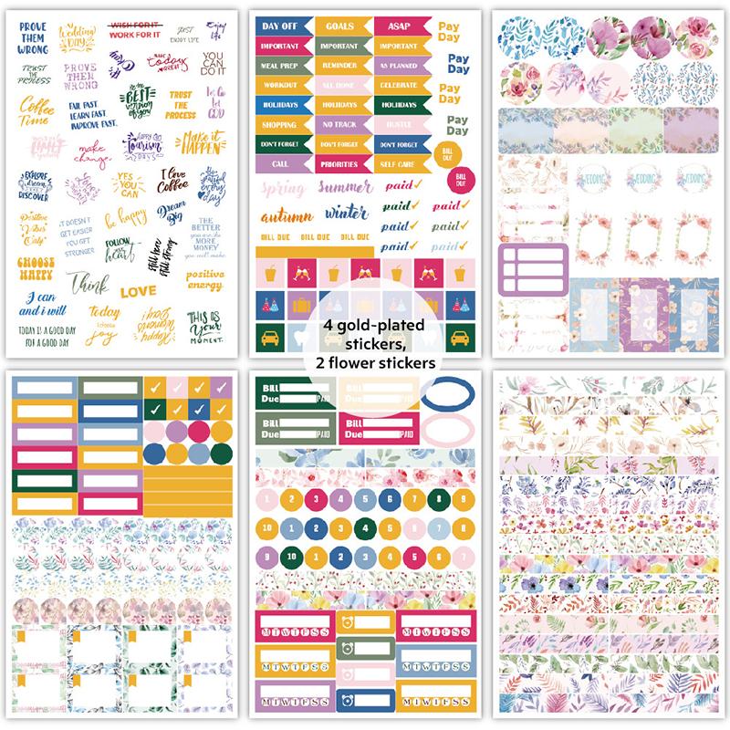 785Pcs Vintage Planner Decals Set Semi-Matte Paper Seals Reusable Irregular Shapes With 12 Month For Journaling English Language