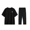 Li-Ning Solid Color Logo Comfortable Breathable Versatile Fashion Pullover Short Sleeve Casual Sports Suit Unisex suit Black AHSU651-2+AKLU881-1