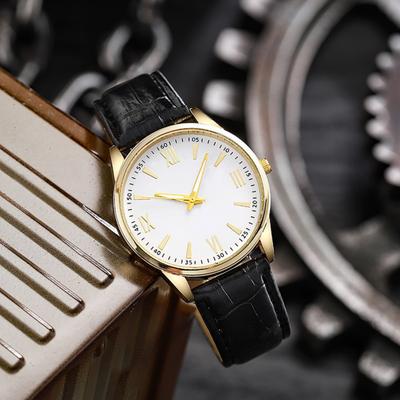 Erkek İş Saati Yuvarlak Kadran Suni Deri Kayış Quartz Mekanizma Gençler Yetişkinler Resmi Elbise Kol Saati Moda Takı Aksesuar