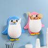 Cute Cartoon Penguin Wall Mounted Storage Holder With No Drill Installation Perfect For Bathroom Toothbrush Toiletry Organizer