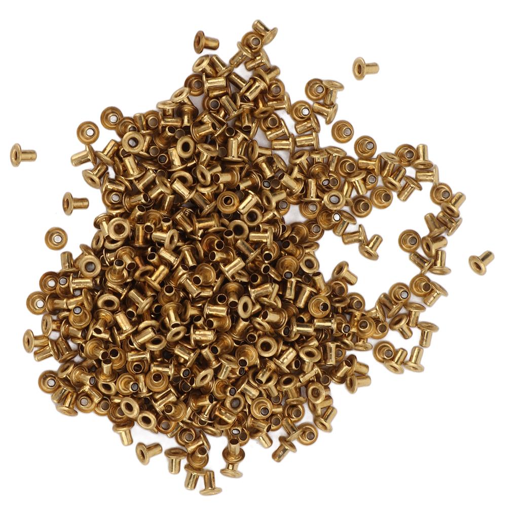 500Pcs Hollow Rivets Rounded Edges Excellent Elasticity Brass Rivets Clothing Bag Accessories1.5x3x3mm