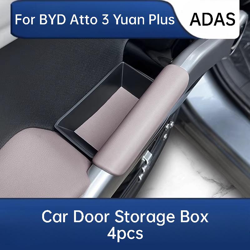 For BYD Atto 3 Yuan Plus ADAS Smart Driving Edition Car Door Handle Storage Box Leather Organizer Tray Interior Accessories