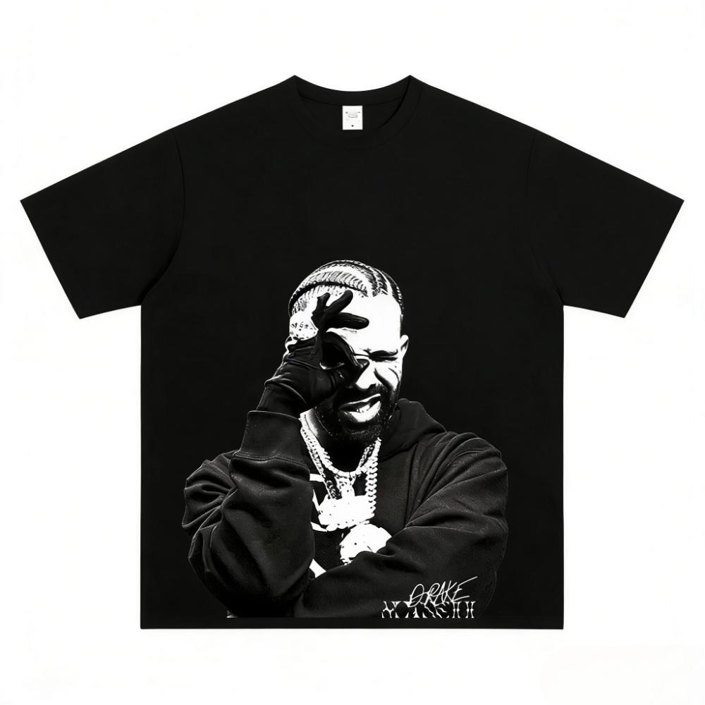 

2026 Spring/Summer Cotton Short-Sleeved T-Shirt Printed with Design by American Rap Singer Drake - Men s Summer Cotton Graphi... S разноцветный