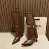 Pointed Toe Women High Boots High Heels Shoes Leather Woman 2025 Trend Winter Gladiator Sexy Knee High Chelsea Botas De Mujer