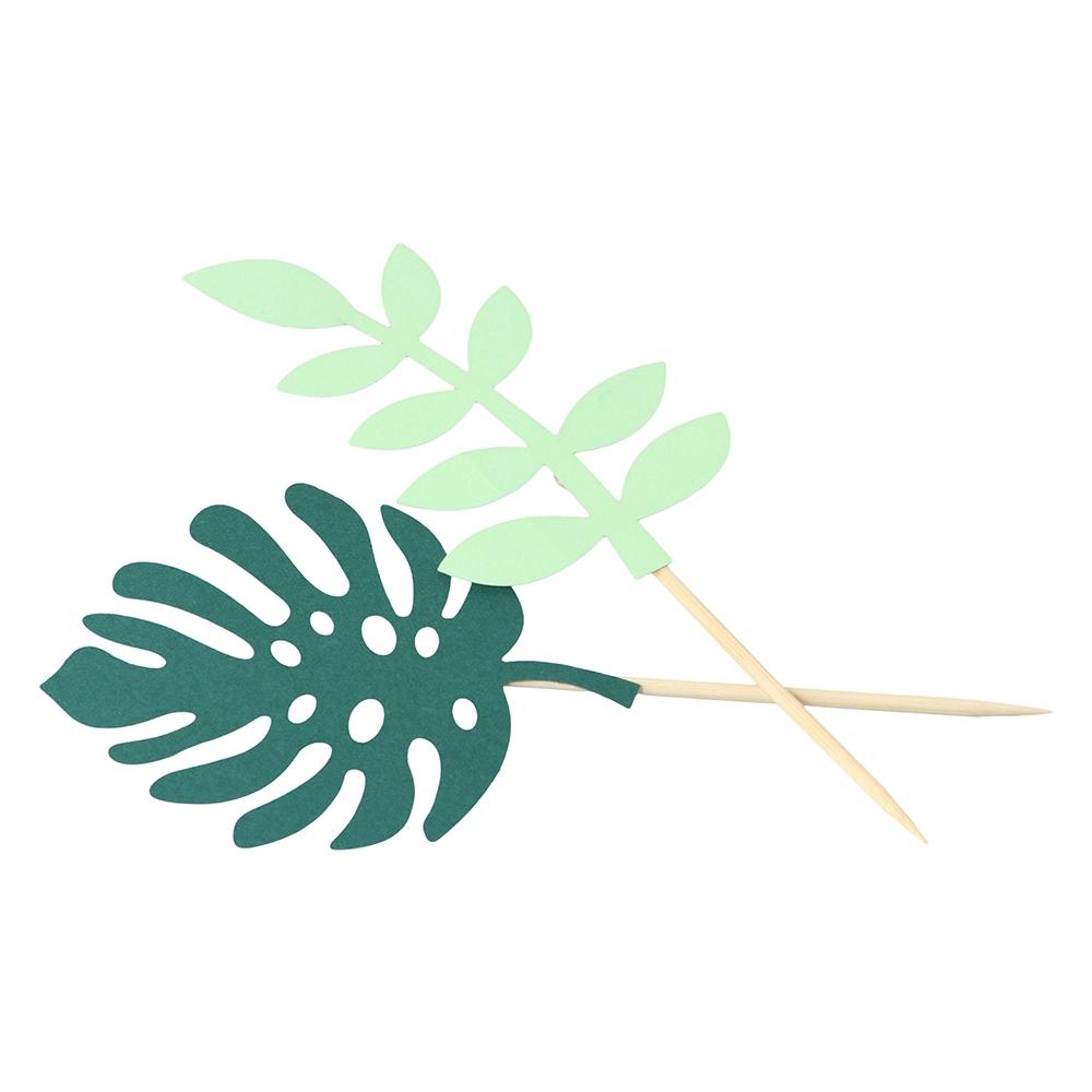 Shower Wedding Jungle Theme Greenery Party Supplies Cupcake Decoration Cake Topper Tropical Leaves