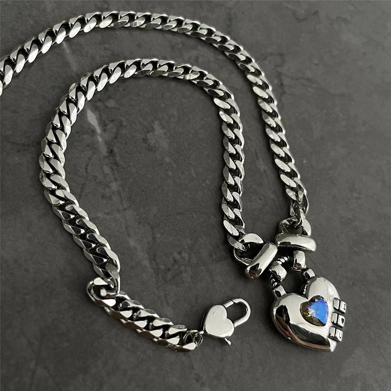 foxanry Stamp Party Necklace for Women Trendy Elegant LOVE Heart Zircon Sweater Necklace Wedding Bride Jewelry