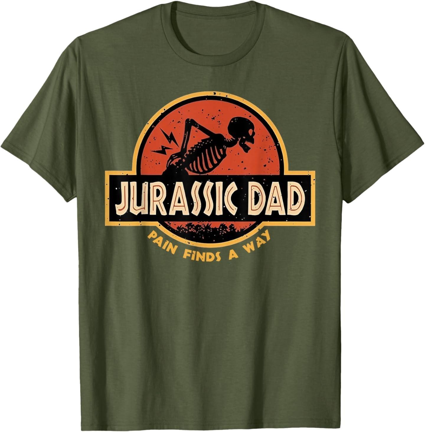 Jurassic Dad Pain Finds A Way Funny Sarcastic Skeleton T-Shirt S разноцветный