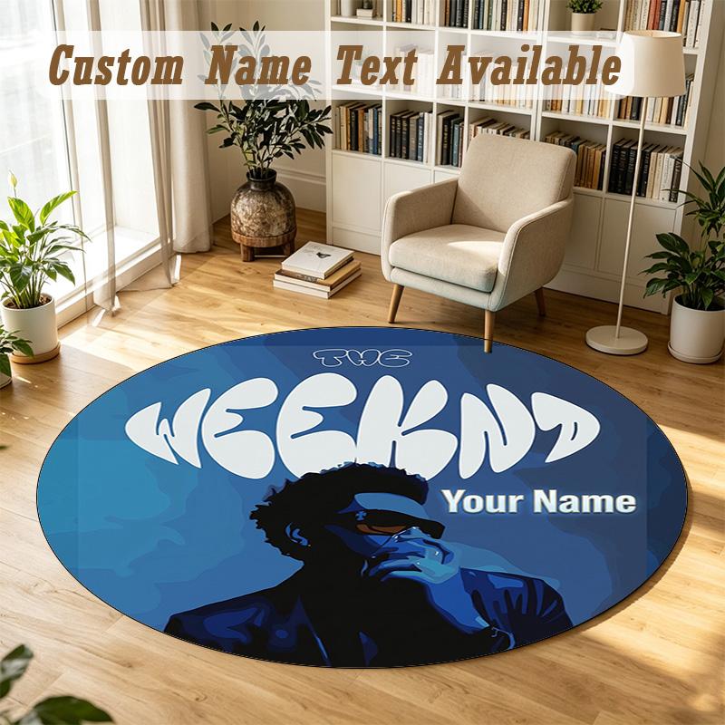 Round Rug Custom NameThe Weeknd Pattern Non Slip Carpet Home Floor Decor