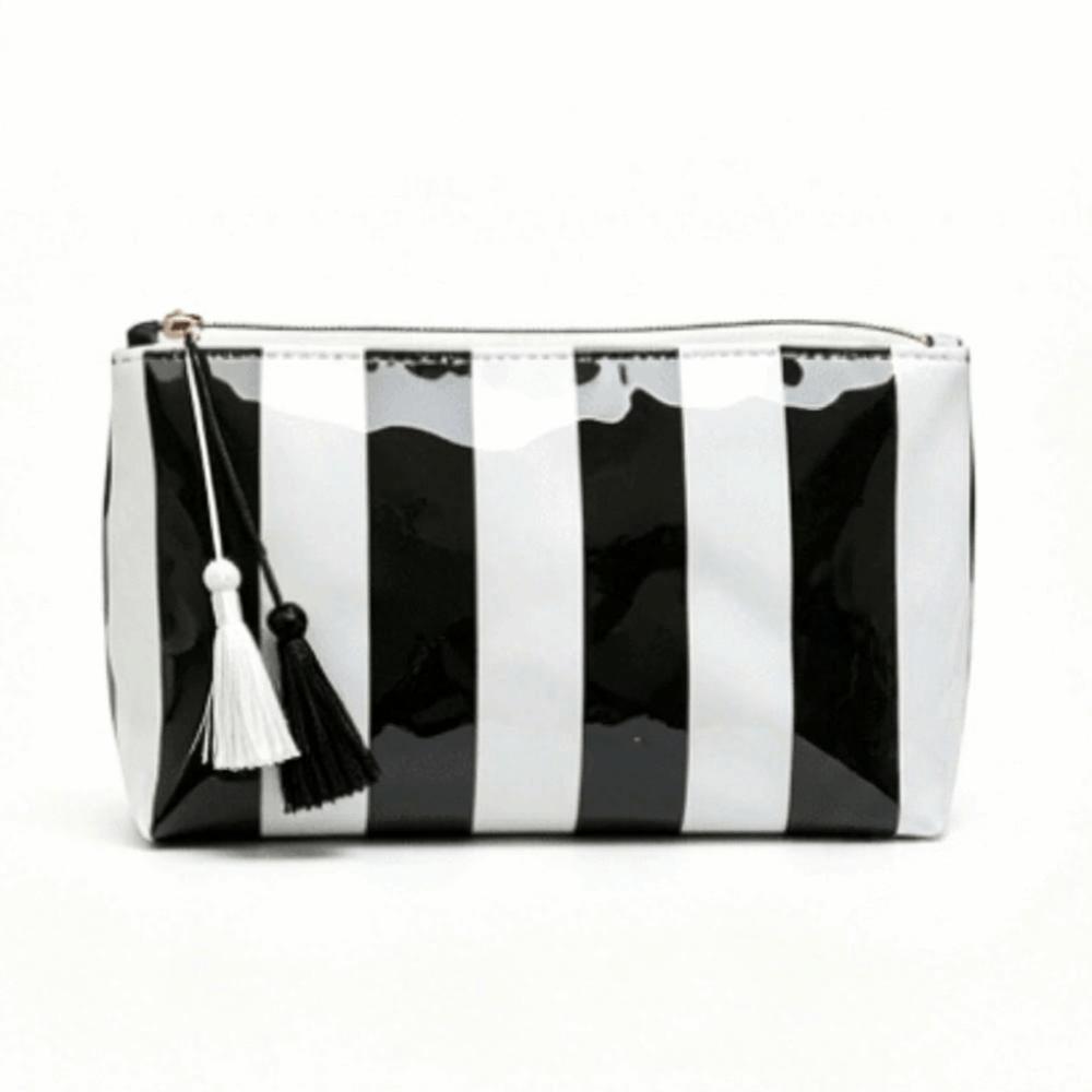 Large Capacity Striped Cosmetic Bag Waterproof Beach Storage Bag Durable PVC Toiletry Bag Friends чёрный