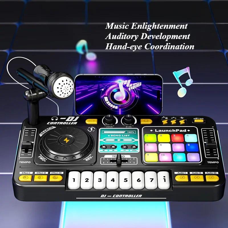 Non-Toxic Children Music Toy Simulation Dj Mixer Controller Multifunctional Electronic Organ Dj Player Entertainment Toy Christmas Gifts