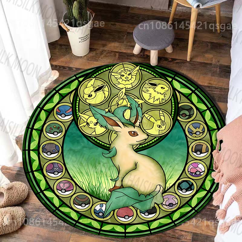 Japanese Pet Collecting Game E-vee Print Round Carpet for Living Room Bedroom Table Chair Sofa Home Decor Area Rug Luxury Gift