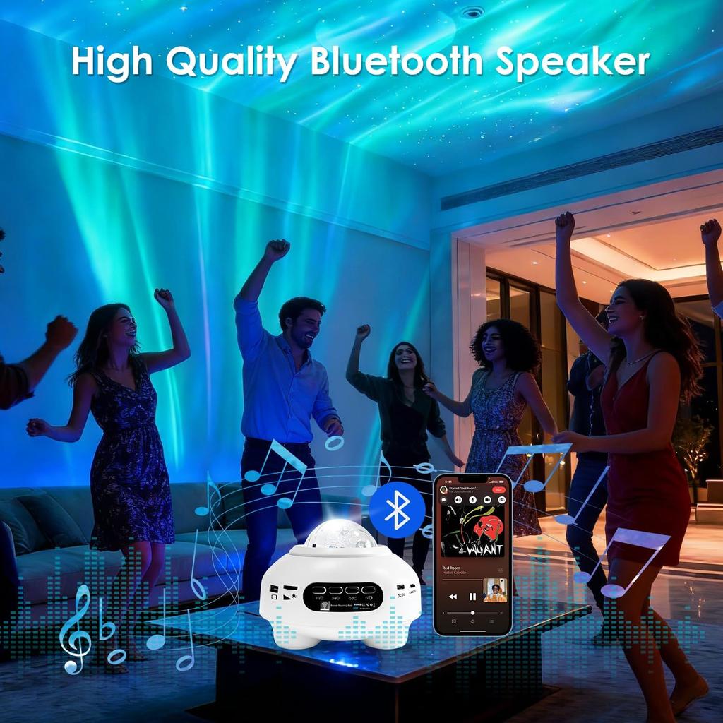 Star Northern Projector Light with Bluetooth Speaker, Remote Control, Galaxy Atmosphere Lamp