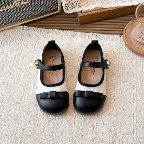 

Girls retro princess-style leather shoes with soft soles, fashionable princess shoes, new autumn non-slip single shoes for little girls 21 чёрный