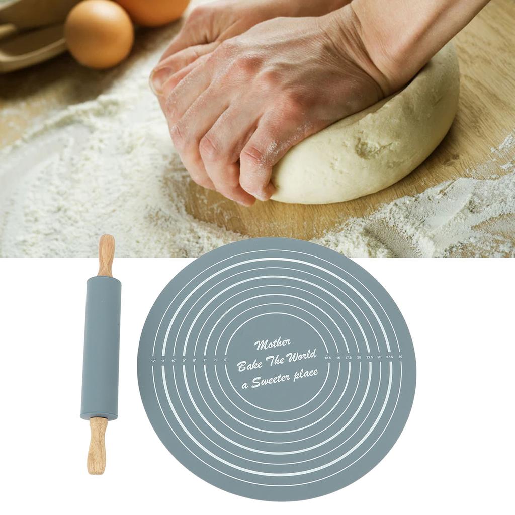 Rolling Pin Pastry Baking Mat Large Silicone Rolling Pin Kneading Pad Baking Tool for Kitchen