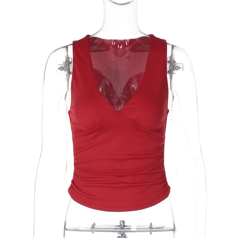 

Gusty Fashion Sexy Style Street All-Match I-Shaped Vest Women s Summer Fancy Adult Lady like Woman Inner Suspender Tops Red S