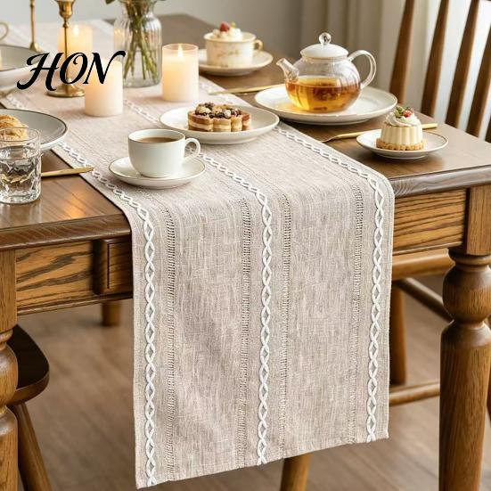 Centerpiece Table Runner Cotton Linen for Dining Table, Nordic Minimalist Long Desk Kitchen Coffee Tea Natural Rustic Home Decor
