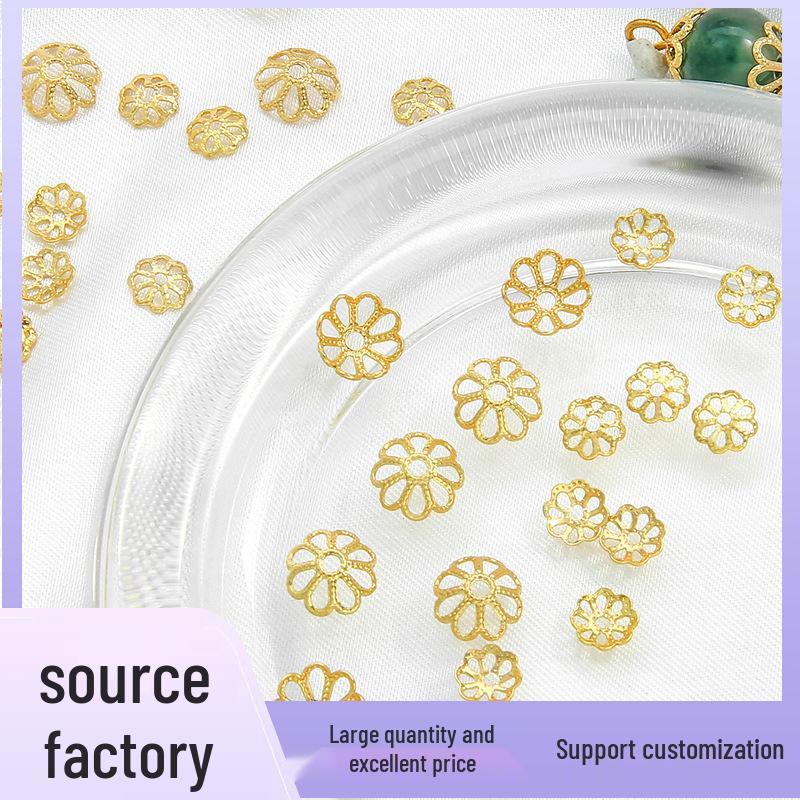 

10/18K Gold-Filled Flower Cap Bead Spacer Pendant for DIY Jewelry Making