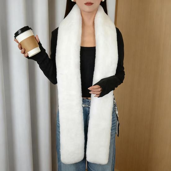 Imitation Rabbit Fur Scarf Solid Color Versatile Design Thickened Warm Scarf Cold Weather Fashion Accessories