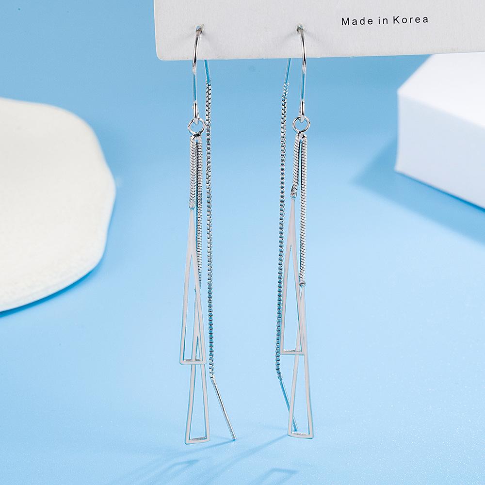 Elegant Korean Style Geometric Triangle Tassel Ear Cuffs for Women - 2022 Trendy Long Layered Earrings