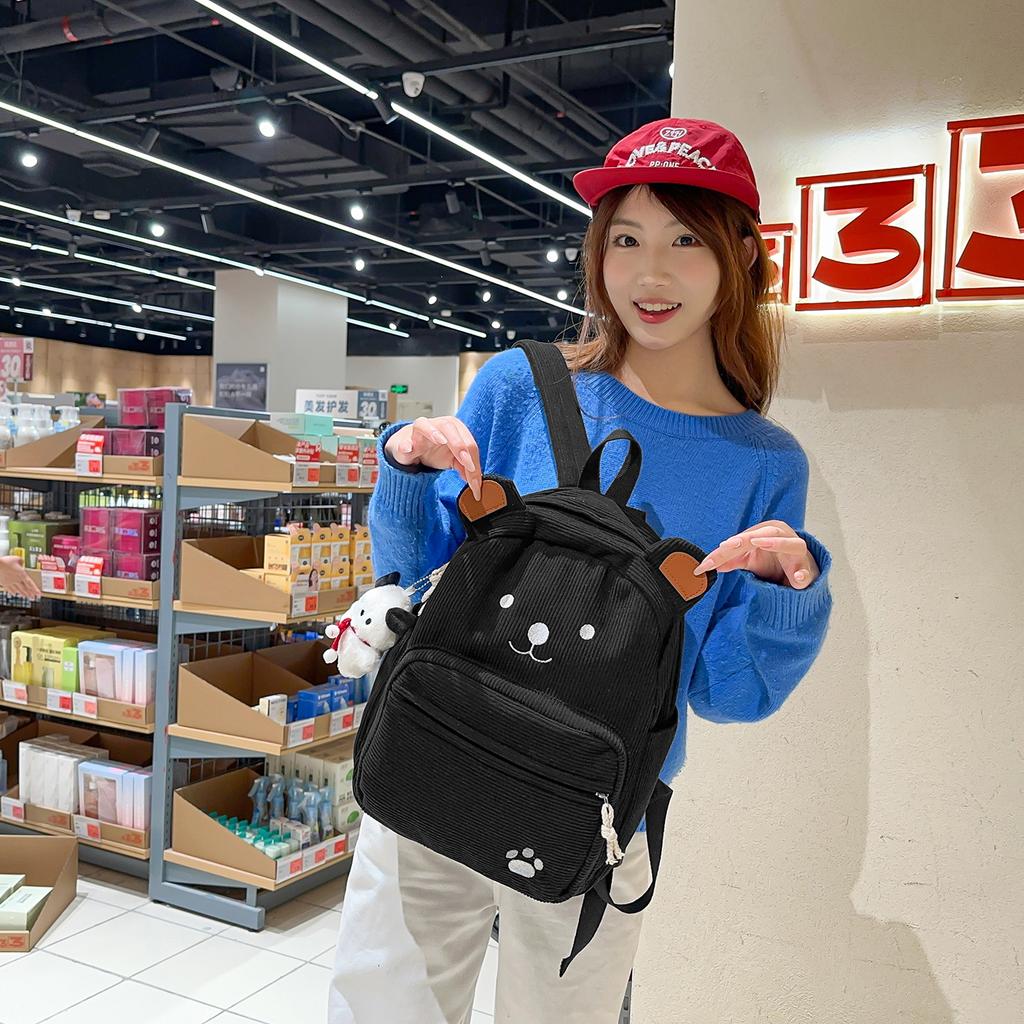 Schoolbag New Cartoon Bear Plush Backpack Female Junior High School College Student Backpack Lightweight Large Capacity Class Commuter School Bag