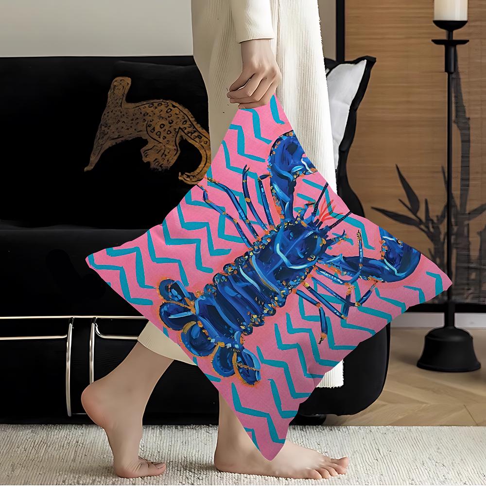 Colorful Sardine Lobster Fish Ocean Animal Anime Personalized Pillow Cover Kids Bedroom Wild Party Decor Pillowcase Kid Birthday 16x16Inch