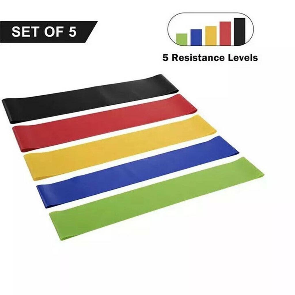Maijiabao 5pcs Latex Stretching Loop Bands Set Home Gym Fitness Yoga Resistance Belts
