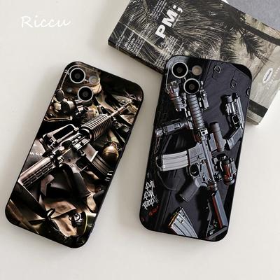 FOR IPhone Phone Case 14 11 12 Pro 8 7Plus SE X Pro 14 MAX 12 13 MINI XR XS Iphone 14 Soft AK47 Handgun Gun BUllets Phone Covers